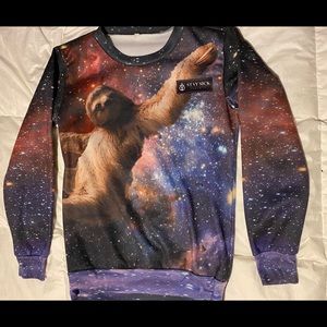 Galaxy sloth crew neck